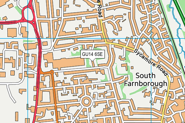 GU14 6SE map - OS VectorMap District (Ordnance Survey)