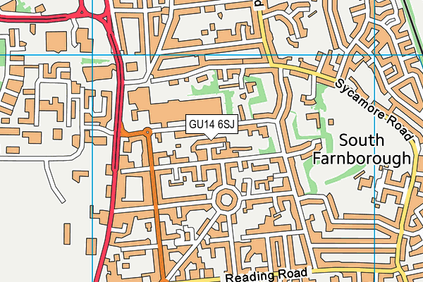 GU14 6SJ map - OS VectorMap District (Ordnance Survey)