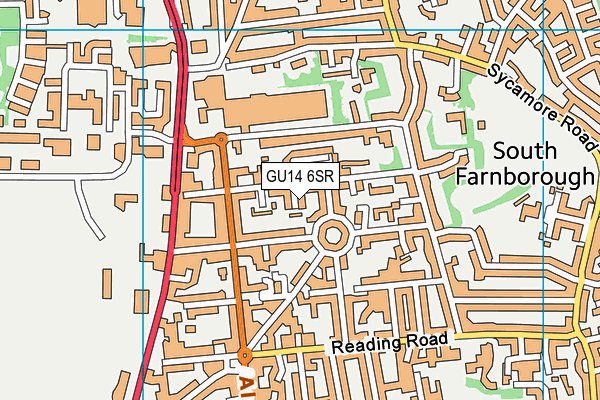 GU14 6SR map - OS VectorMap District (Ordnance Survey)