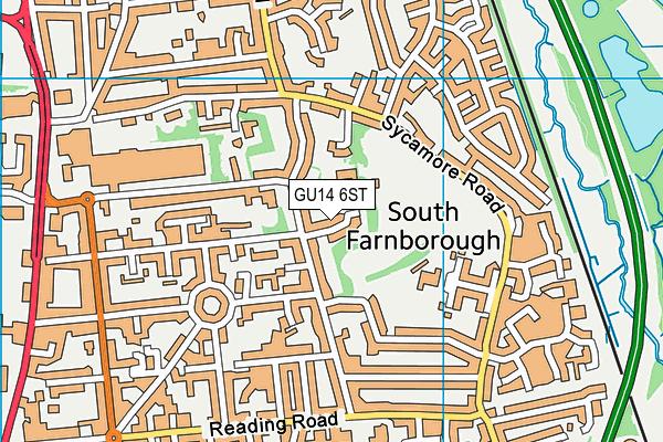 GU14 6ST map - OS VectorMap District (Ordnance Survey)