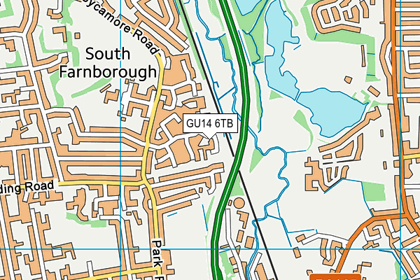 GU14 6TB map - OS VectorMap District (Ordnance Survey)