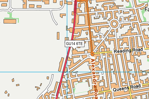 GU14 6TE map - OS VectorMap District (Ordnance Survey)