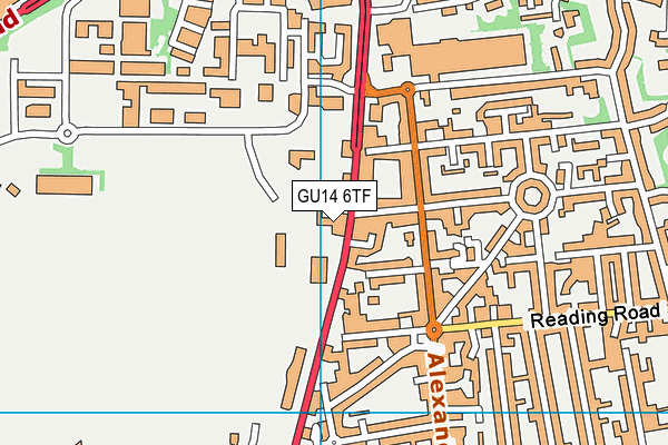 GU14 6TF map - OS VectorMap District (Ordnance Survey)