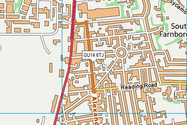 GU14 6TJ map - OS VectorMap District (Ordnance Survey)