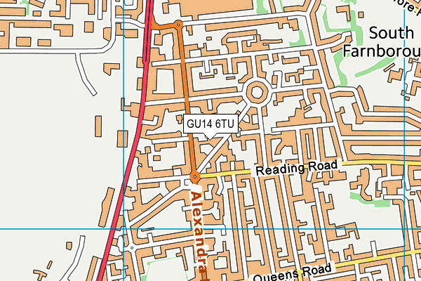 GU14 6TU map - OS VectorMap District (Ordnance Survey)