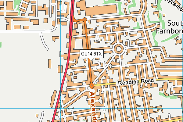 GU14 6TX map - OS VectorMap District (Ordnance Survey)