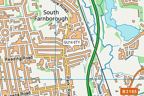 GU14 6TY map - OS VectorMap District (Ordnance Survey)
