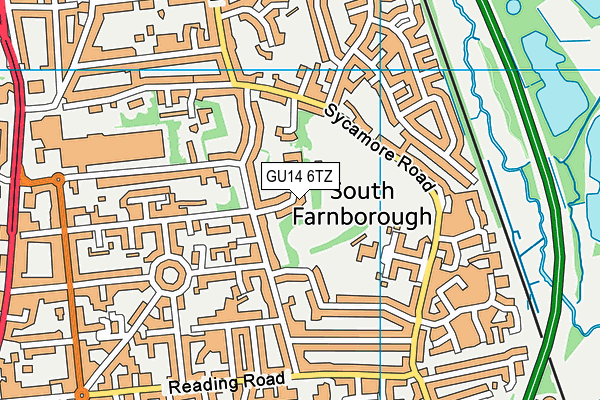 GU14 6TZ map - OS VectorMap District (Ordnance Survey)