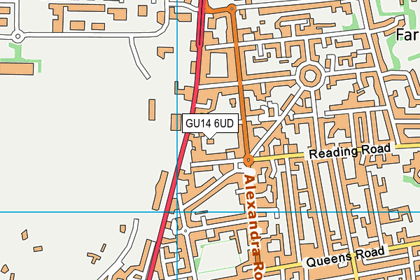 GU14 6UD map - OS VectorMap District (Ordnance Survey)