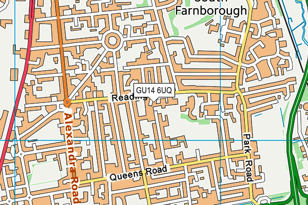 GU14 6UQ map - OS VectorMap District (Ordnance Survey)