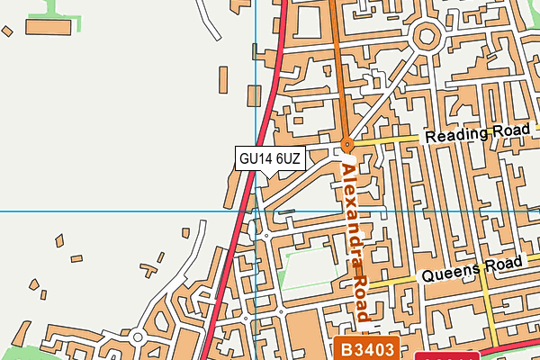 GU14 6UZ map - OS VectorMap District (Ordnance Survey)