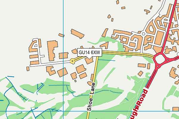 GU14 6XW map - OS VectorMap District (Ordnance Survey)