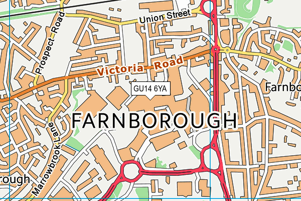Fit4less (Farnborough) (Closed) map (GU14 6YA) - OS VectorMap District (Ordnance Survey)
