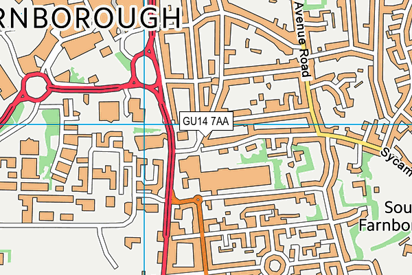 GU14 7AA map - OS VectorMap District (Ordnance Survey)