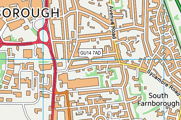 GU14 7AD map - OS VectorMap District (Ordnance Survey)