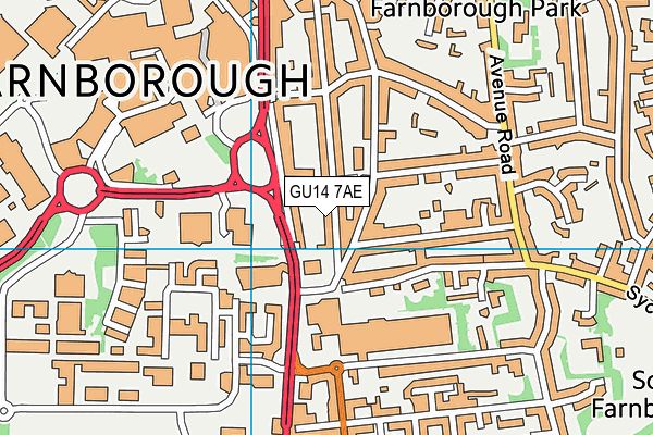 GU14 7AE map - OS VectorMap District (Ordnance Survey)