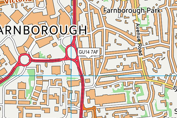 GU14 7AF map - OS VectorMap District (Ordnance Survey)