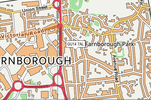 GU14 7AL map - OS VectorMap District (Ordnance Survey)