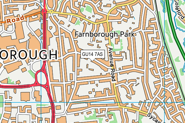 GU14 7AS map - OS VectorMap District (Ordnance Survey)