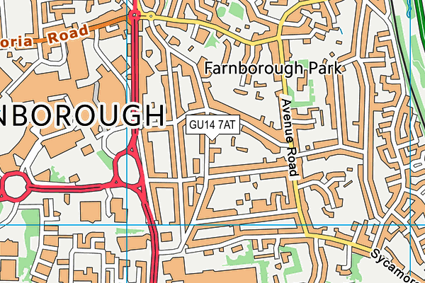 GU14 7AT map - OS VectorMap District (Ordnance Survey)