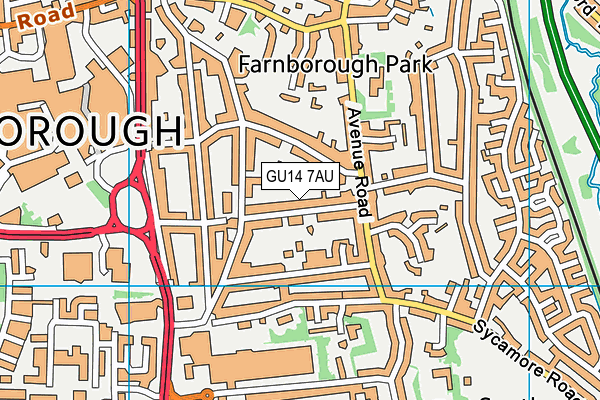 GU14 7AU map - OS VectorMap District (Ordnance Survey)