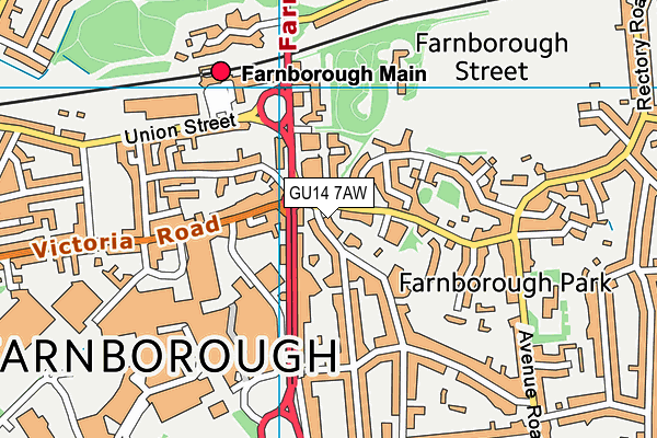 GU14 7AW map - OS VectorMap District (Ordnance Survey)