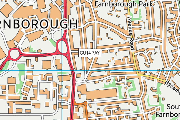 GU14 7AY map - OS VectorMap District (Ordnance Survey)