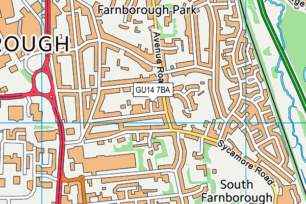 GU14 7BA map - OS VectorMap District (Ordnance Survey)