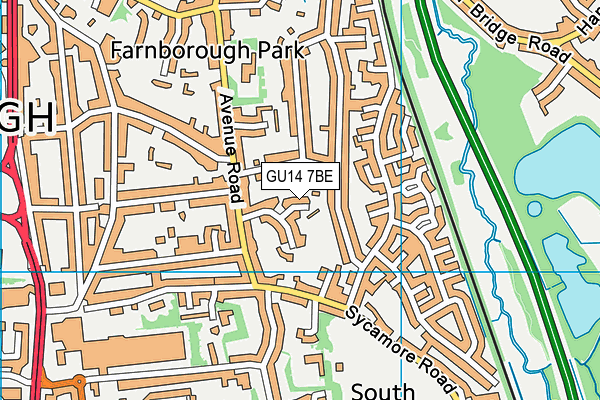 GU14 7BE map - OS VectorMap District (Ordnance Survey)