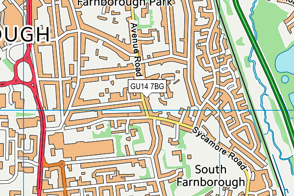 GU14 7BG map - OS VectorMap District (Ordnance Survey)