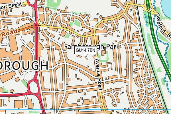 GU14 7BN map - OS VectorMap District (Ordnance Survey)