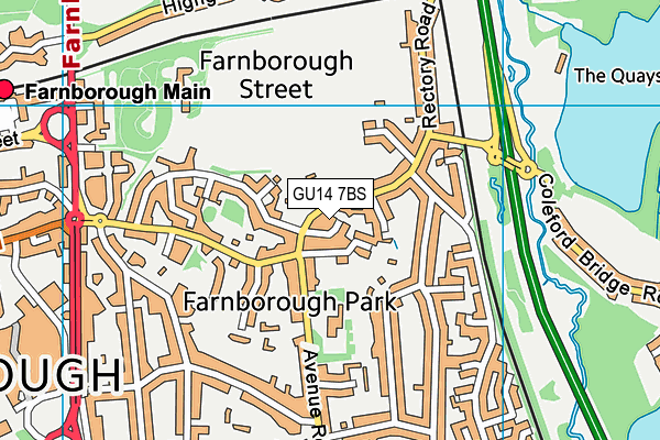 GU14 7BS map - OS VectorMap District (Ordnance Survey)