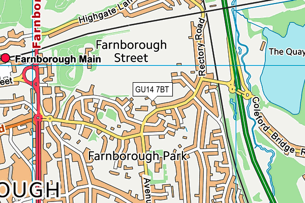 GU14 7BT map - OS VectorMap District (Ordnance Survey)