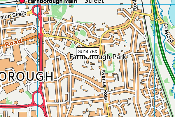 GU14 7BX map - OS VectorMap District (Ordnance Survey)