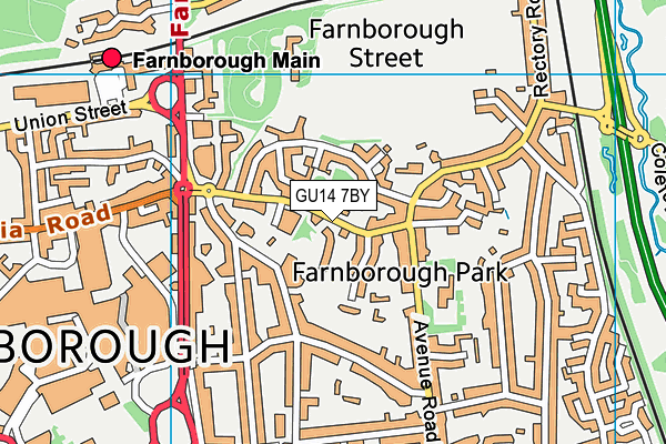 GU14 7BY map - OS VectorMap District (Ordnance Survey)