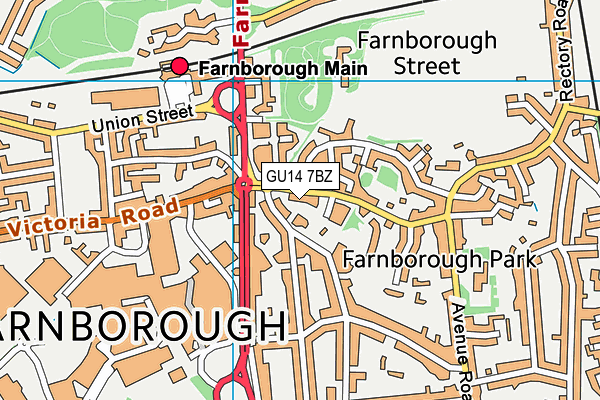 GU14 7BZ map - OS VectorMap District (Ordnance Survey)