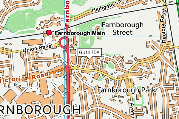 GU14 7DA map - OS VectorMap District (Ordnance Survey)