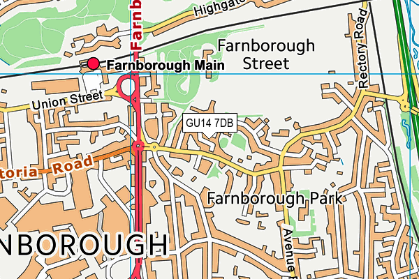 GU14 7DB map - OS VectorMap District (Ordnance Survey)