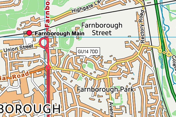 GU14 7DD map - OS VectorMap District (Ordnance Survey)