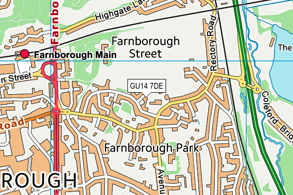 GU14 7DE map - OS VectorMap District (Ordnance Survey)