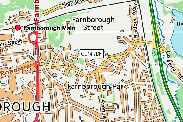 GU14 7DF map - OS VectorMap District (Ordnance Survey)