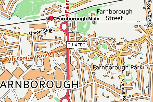 GU14 7DG map - OS VectorMap District (Ordnance Survey)