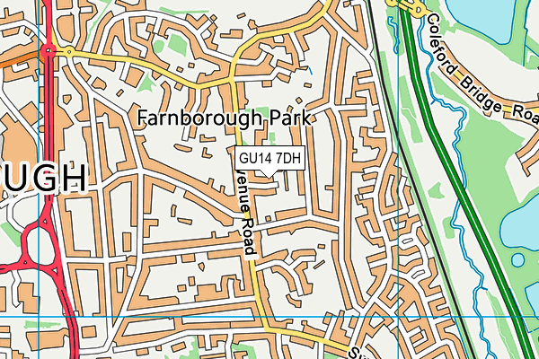 GU14 7DH map - OS VectorMap District (Ordnance Survey)