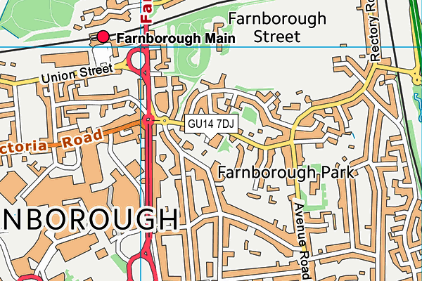 GU14 7DJ map - OS VectorMap District (Ordnance Survey)