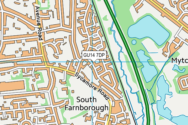 GU14 7DP map - OS VectorMap District (Ordnance Survey)