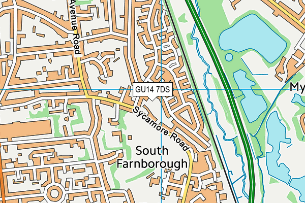 GU14 7DS map - OS VectorMap District (Ordnance Survey)