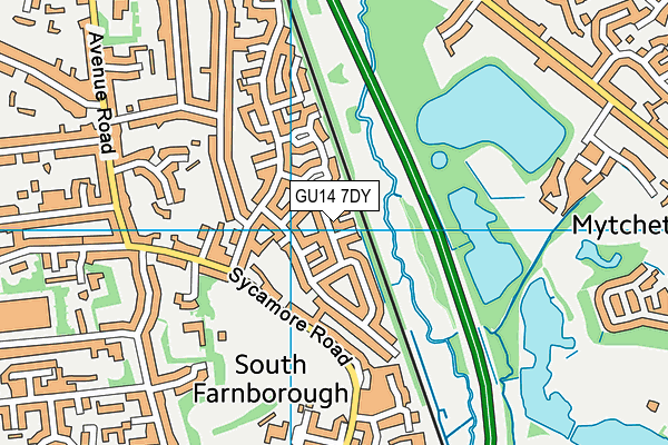 GU14 7DY map - OS VectorMap District (Ordnance Survey)