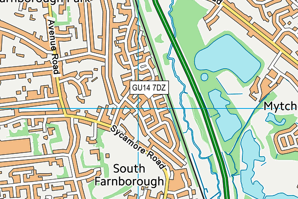 GU14 7DZ map - OS VectorMap District (Ordnance Survey)