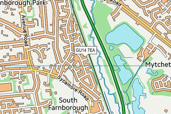 GU14 7EA map - OS VectorMap District (Ordnance Survey)