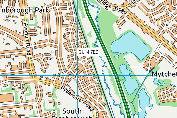 GU14 7ED map - OS VectorMap District (Ordnance Survey)